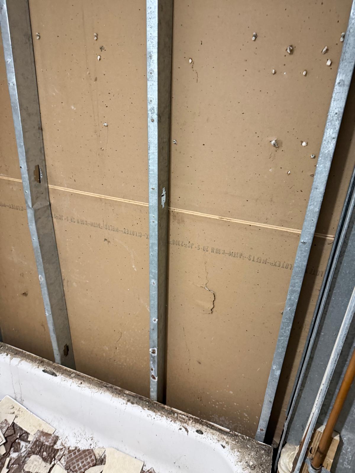 Initial wall structure around bathtub