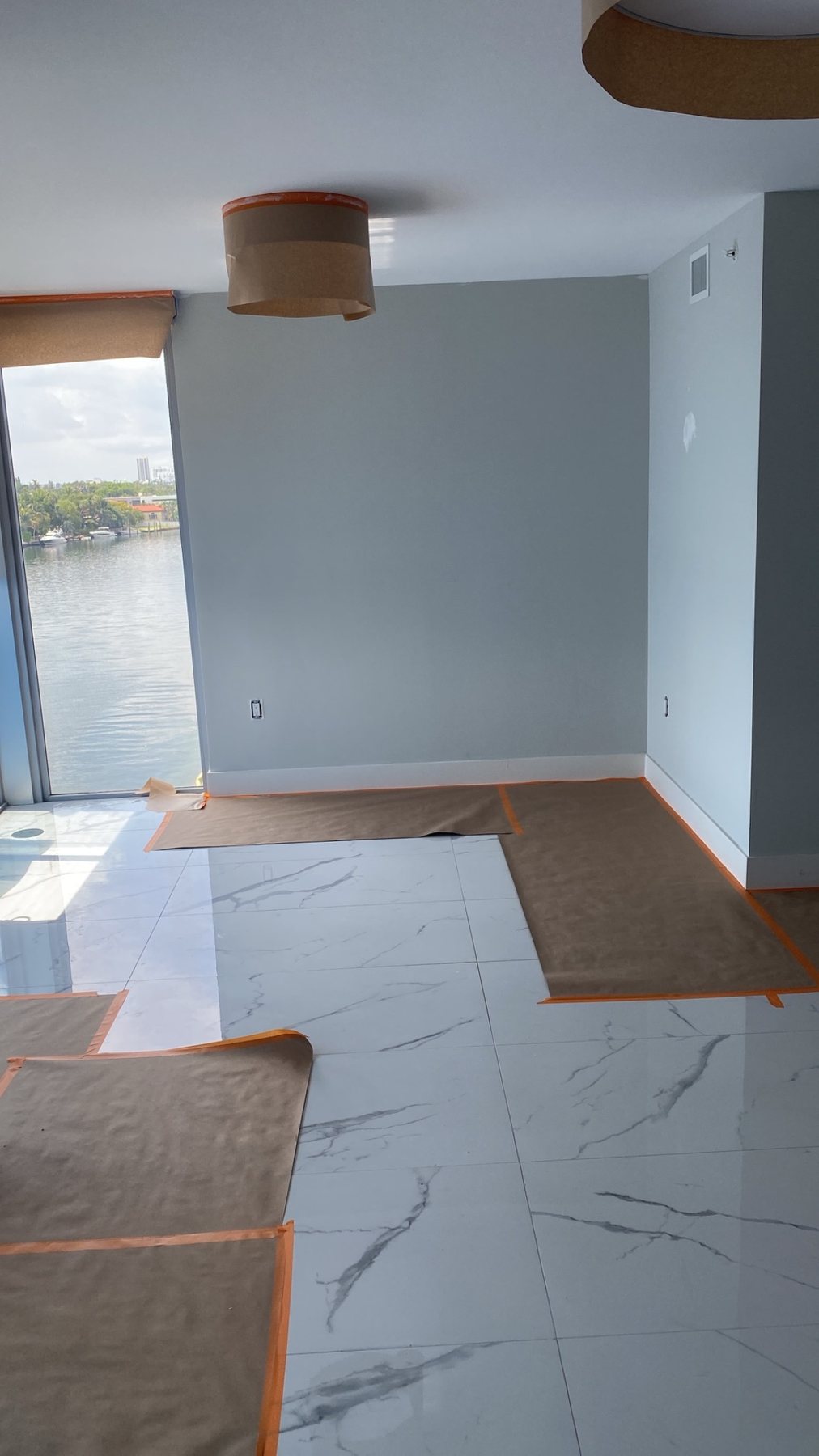 Protected room prepared for professional painting