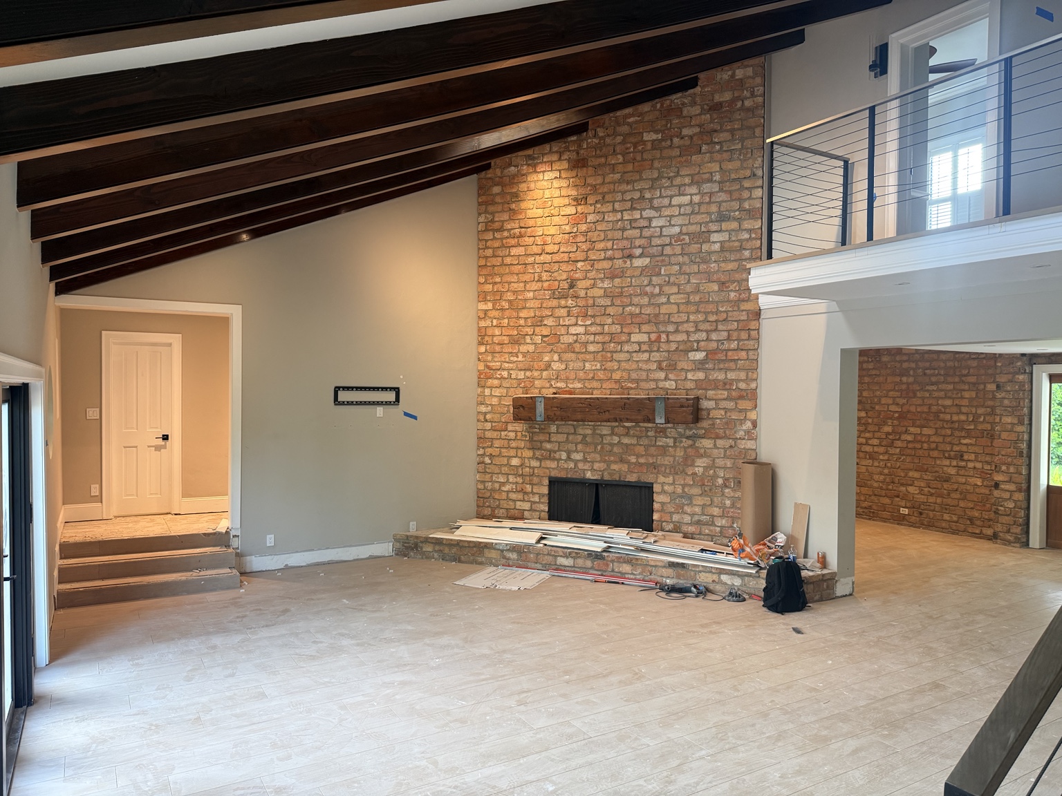 Interior wall preparation in progress