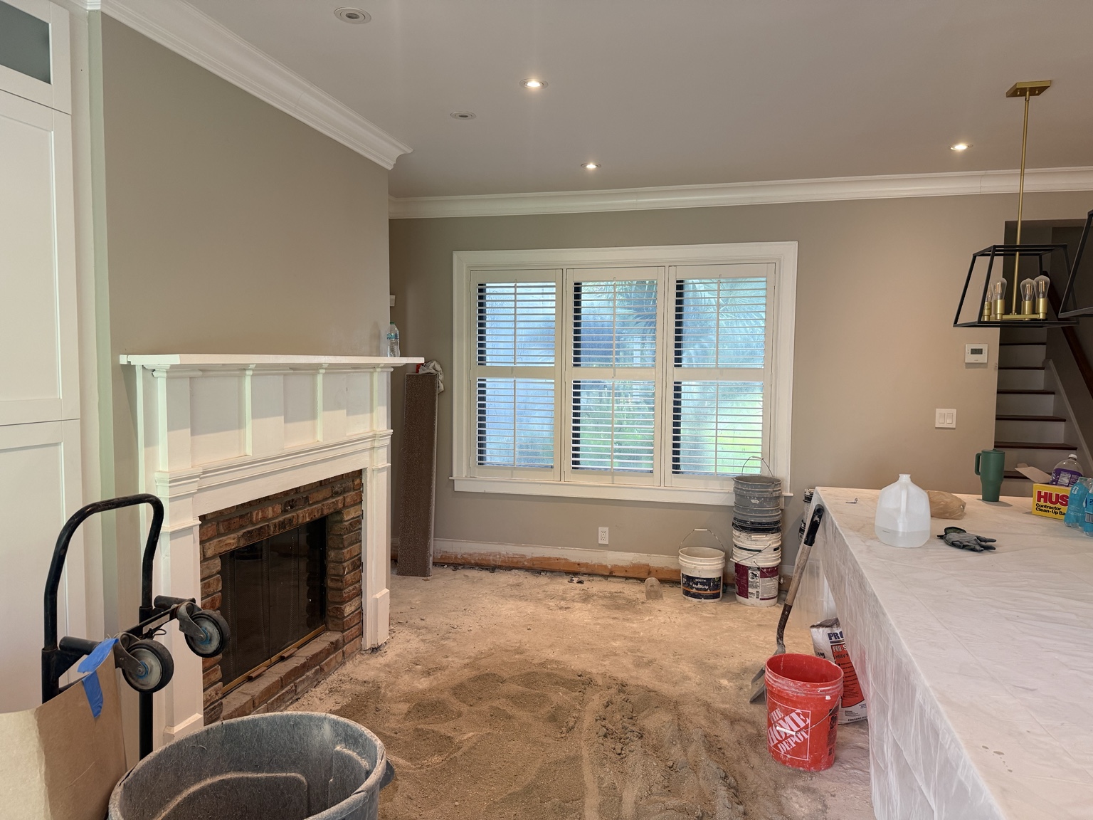 Protected interior during painting work