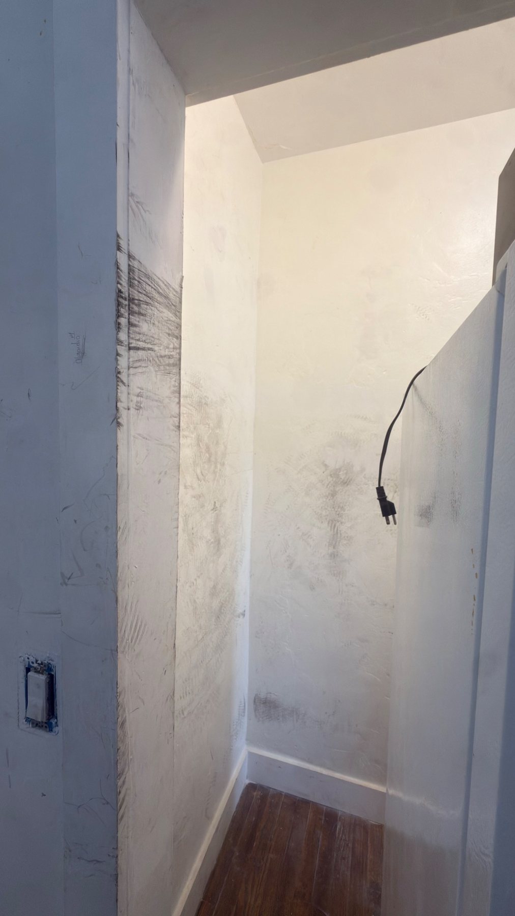 Closet area before repair and painting